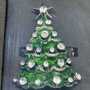 x4 Christian Siriano Christmas Tree Jeweled Napkin Ring Set Rhinestones Holiday